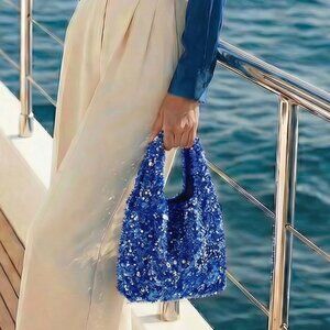 NWT ANTHROPOLOGIE Paillette sequins silver blue